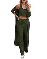 Fessceruna Womens 3 Piece Lounge Sets Pajamas Knit