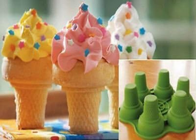 Amazon Com Silicone Ice Cream Cone Cupcake Or Muffin Pan Makes 6 Cupcakes Kitchen Dining