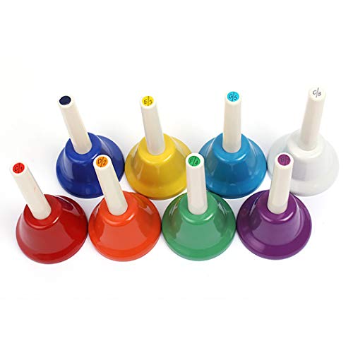 B bangcool 8PCS Hand Percussion Bell Assorted Colors 8 Note Musical Bell Hand Bell Kit