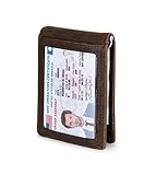 Travel Wallet RFID Blocking Bifold Slim Genuine Leather Thin Minimalist Front Pocket Mens Wallets with Money Clip - Made From Full Grain Leather (Texas Brown 1.S)