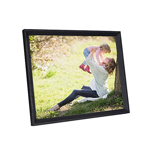Metrekey 11x14 Picture Frame Woodgrain Beveled Edge 14x11 Photo Frames 2 Pack Wall Mounting Decor Plexiglass Cover Black