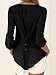 POSESHE Women's V-Neck Button Detail Dip Back Solid Blouse Top (XL, Black)