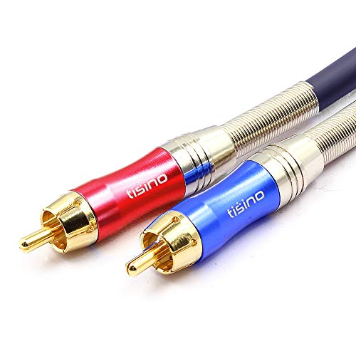 TISINO RCA Stereo Cable, 2 RCA Male to 2 RCA Male Stereo Audio Cable for Home Theater, HDTV, Amplifiers, Hi-Fi Systems-3FT/1 Meter