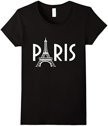 Women's Paris T-Shirt with Eiffel Tower Small Black