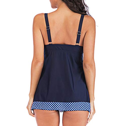 Onegirl Swimsuit Tankini Sets Women Swimwear Conservative Two Piece Bikini Full Coverage Padded Bra Beachwear Blue - Thumbnail 5