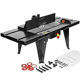 XtremepowerUS Deluxe Bench Top Aluminum Electric Router Table Wood Working On/Off Swtich Craft DIY Benchtop (34" x 13") -Black
