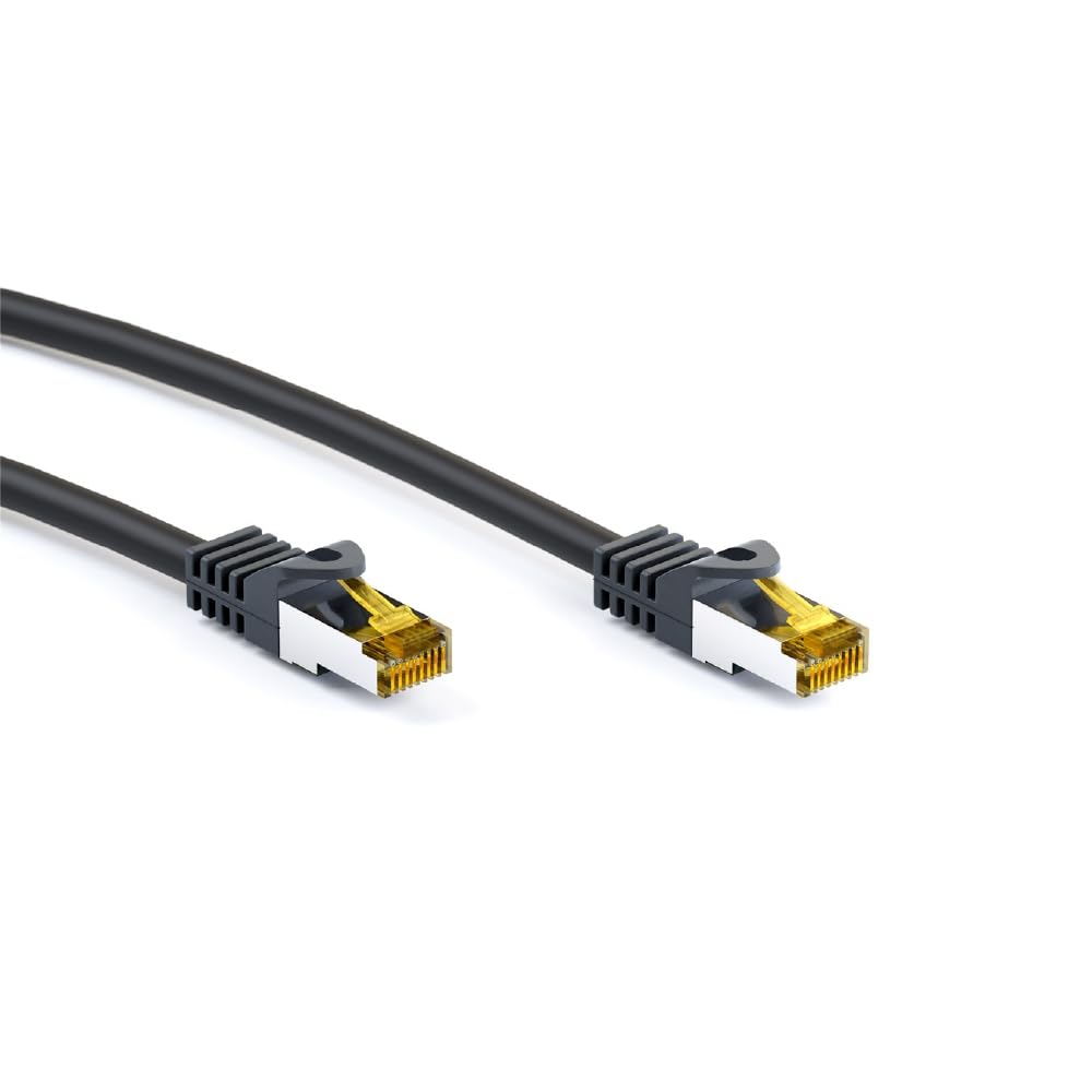 Goobay RJ45 Network Ethernet Patch Cable 1.00 m Category 7 S/FTP Black Snagless Gold-Plated Contact