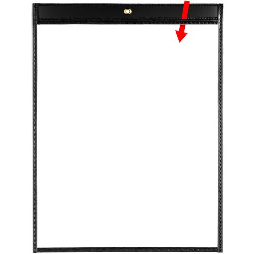 StoreSMARTÂ® - 11" x 14" - Open Short - Black Rigid Vinyl Sewn Pocket - 5-Pack - Dry Erase Surface -T85207S-BK-5