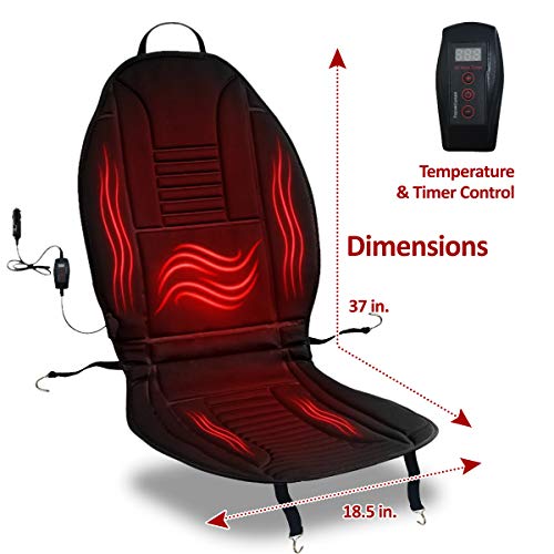 Zone Tech Car Heated Seat Cover Cushion Hot Warmer - Premium Quality 12V Fireproof Heating Warmer Pad Cover Perfect for Cold Weather and Winter Driving