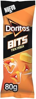 Bits Tex Mex Snack crujiente sabor queso, Bolsa individual para picar, 80g