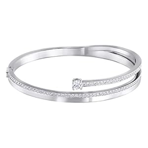 SWAROVSKI Women’s Fresh Bangle Bracelet Collection, Rhodium Finish, Clear Crystals