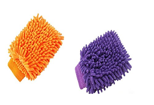 Glitter Collection Combo of 2 Pieces Micro Fiber Colourful Car Washing Gloves