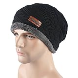 ALLMILL Men's Soft Lined Thick Wool Knit Skull Hat Warm Winter Slouchy Beanie Cap