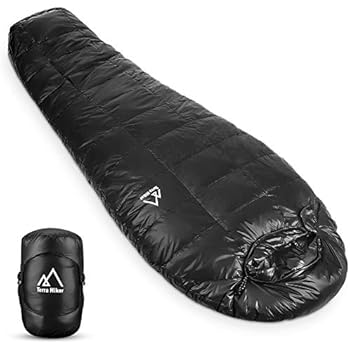 Terra Hiker Down Sleeping Bag, Outdoor Mummy Bag for Backpacking and Mountaineering, Lightweight 4-Season Sleeping Bag for Men, Women, Max User Height 6'3