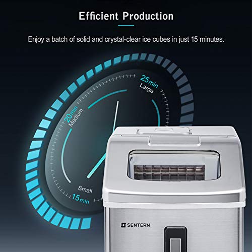 Sentern Portable Countertop Clear Ice Maker Stainless Steel Ice Making