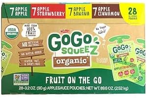 GoGo SqueeZ Organic Applesauce, Variety Pack, 3.2 oz, 28-count