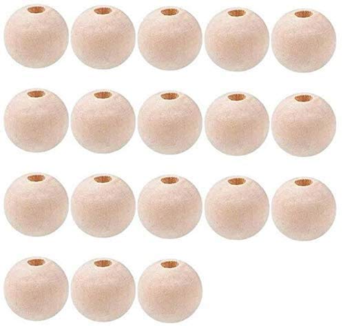 POFET 100pcs Wooden Beads - 10mm Natural Round Beads for Crafts, DIY, Handmade Decorations & Jewellery Making