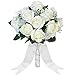 Aivanart Wedding Bouquet Crystal Silk Roses Bridal Wedding Hand Bouquet Bridesmaid Holding Artificial Fake Flowers