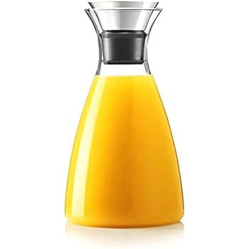 Hiware 50 Oz Glass Drip-free Carafe with Stainless Steel Flip-top Lid, Hot and Cold Glass Water Pitcher, Tea/Coffee Maker & Cafe, Iced Tea, Beverage Pitcher As Well As for Decanting and Serving Wine