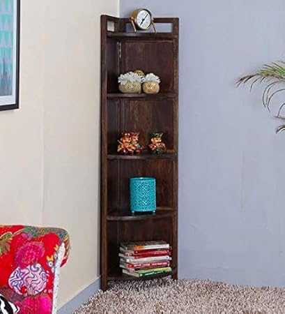 Variety Wood Sheesham Wood Floor Standing Corner Book Shelf And