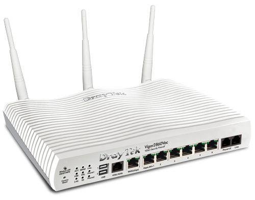 DrayTek Vigor 2860Vac, 2xWAN(1xVDSL2/1xADSL2/2+//1xEth), 6xLAN,802.11n,32xVPN,VoIP