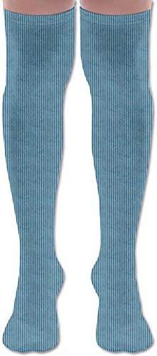 NEW Light Blue Pinstripe Spring Women Knee Warm Leggings Socks - Men's Sports Socks