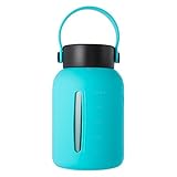 MIU COLOR Large Glass Water Bottle - 30oz Wide Mouth with Silicone Sleeve & Stainless Steel Lid Insert Borosilicate Glass Bottles for Home Sports and Outdoor (Green)