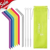 OTBBA Reusable Silicone Drinking Straws for 30 oz Tumbler, 6 BIG Reusable Smoothies Straws for Yeti/Rtic/Ozark Tumbler + 3 Long Brushes + 2 Stainless Steel Straws + 1 Storage Pouch