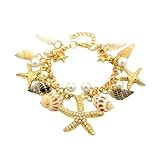Pandahall Fashion Sea Shell Starfish Faux Pearl Collar Bib Statement Chunky bracelet