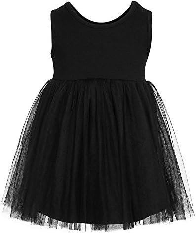 XIER Infant Toddler Baby Girls Tutu Dress Ruffle Gauze 9-48m (24-36m, Black-Short)