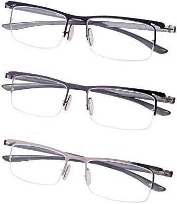 3-Pack Half-rim Reading Glasses with Lightweight Arms