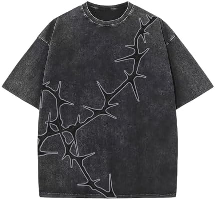 VIPWOLF Men's Graphic Oversized Short Sleeve Tee Shirt Y2K Vintage