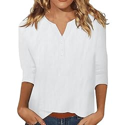 Cotton Linen Tops for Women Casual Button Down