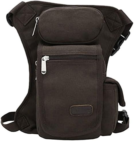 Men Outdoor Tactical Waist Leg Drop Bag Canvas Fishing Hanging Sport Multi-purpose Pouch Cycling Shoulder(coffee)