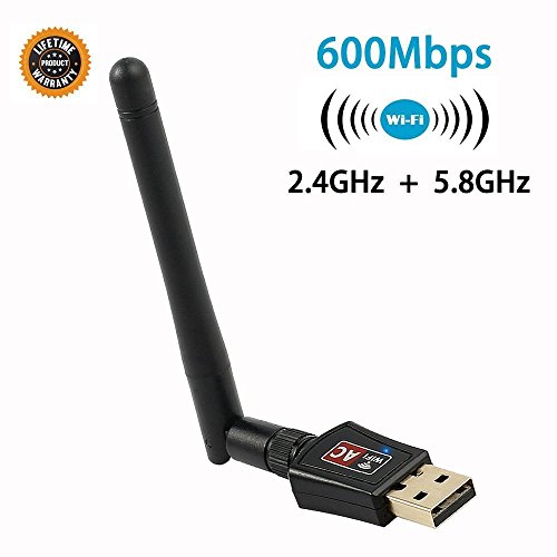 Wideland AC 600Mbps Wireless Adapter, Dual Band USB Wifi dongle with Antenna, 802.11n/g/b Network Lan Card For Windows XP/Vista/7/8/8.1/10 Mac OS X 10.4-10.12