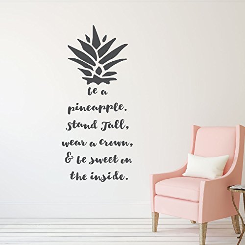 Be A Pineapple Wall Decal - Removable Vinyl Sticker with Hawaiian Tropical Pineapple Design - Living Room, Kitchen, Dining Room, Bedroom Decor - Thumbnail 4
