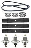 John Deere 145 D140 D150 D155 D160 LA145 LA155 LA165 100 Series 48" Mower Deck Parts Rebuild Kit Spindles Assemblies Blades Idler Pulleys Belt
