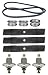 John Deere 145 D140 D150 D155 D160 LA145 LA155 LA165 100 Series 48" Mower Deck Parts Rebuild Kit Spindles Assemblies Blades Idler Pulleys Belt primary