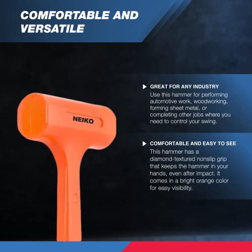 NEIKO 02849A 4 Lb Dead Blow Hammer, Neon Orange Unibody Molded