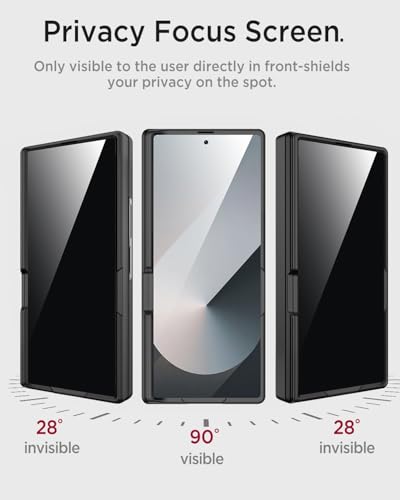 ELEPIK Armor series Case for Z Fold 7 with Kickstand, [Built-in Privacy Screen Protector] [Hinge Protection], [Full Body Protection] [PU Leather] Phone Case for Samsung Galaxy Z Fold 7 5G, Black.