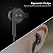 Earbuds, UiiSii T6 Dual Drivers Wired Earphones with Mic, Deep Bass and Noise Reduction, Snug and Soft Design and Volume Control Compatible with iOS and Android (Black)