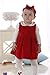 First Birthday Girl Party Dresses Baby Clothing Set Corduroy Dress, Bodysuits and Headband 1st Birthday Outfits (9-12M, Red)