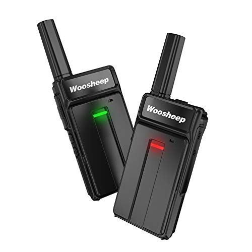 Woosheep Ultra Slim Long Range Two-Way Radios with Earpiece 2 Pack Portable Ultra-Thin UHF 400-470Mhz Rechargeable Walkie Talkies Li-ion Battery and Charger Included