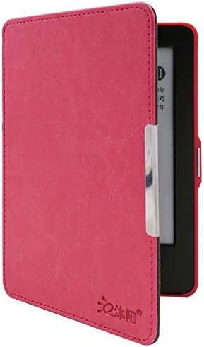 Muyang SmartShell Case for Kindle E-reader 6''-Crazy Horse Pattern Design with Hand Strap, Auto Sleep/Wake Feature, Pink