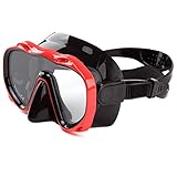 Whale An-ti Fog Dive Mask Scuba Diving Goggles,Waterproof and Quick Adjustable Snorkeling Masks for Men & Women-Red