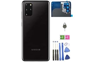 SLQ Galaxy S20 Plus Back Glass Replacement Back Cover Glass Housing Door with Camera Lens and Pre-Installed Tape for Samsung Galaxy S20 Plus S20+ with Tools (Cosmic Black)