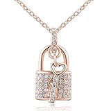 Fashion Women Charm Lady Jewelry Pendant Rose Gold Century Blockade Chain Necklace