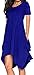 WearLove Women Asymmetrical Loose Short Sleeve Pockets Casual Tunic T-Shirt Dress Blue 2XL