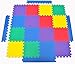 Non-Toxic Rainbow Foam Wonder Mats w/Blue Edges: Non-Recycled Quality & Waterproof Extra Thick 36 Pieces 6 Colors