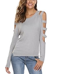 SoTeer suéter de hombro frío para mujer, cuello de barco, manga larga, holgado, sexy, sudadera